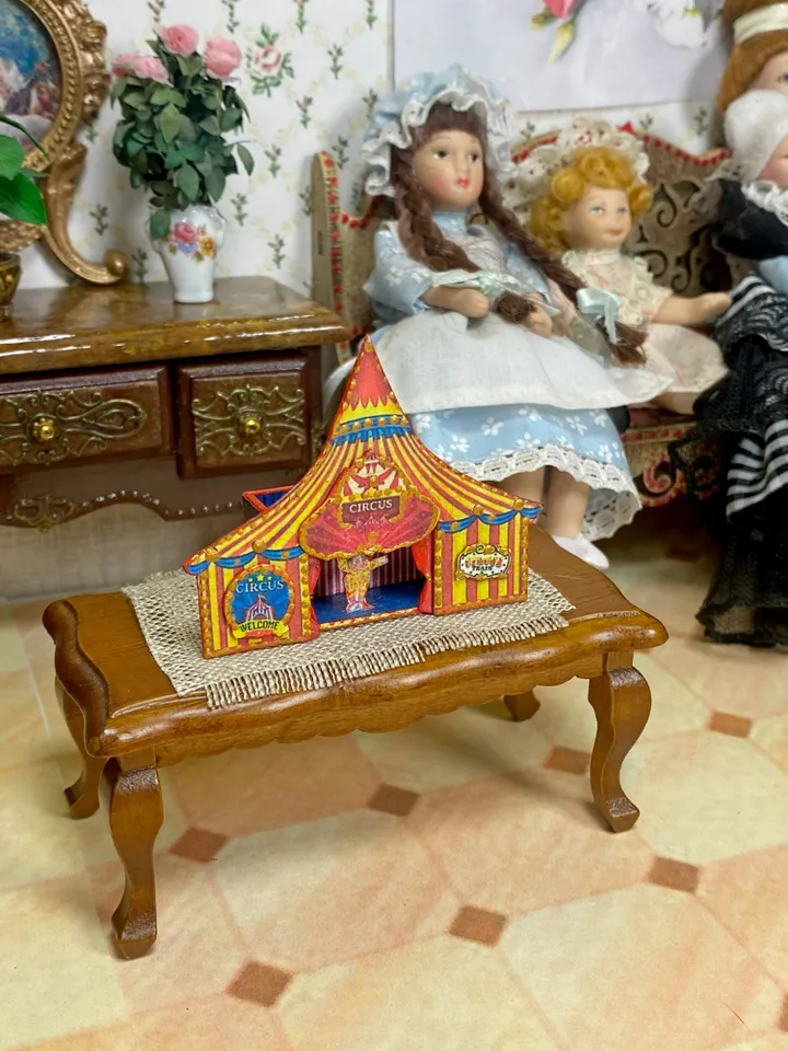 Tutorial. Miniature puppet circus in two sizes. Photo tutorial. Digital printing.