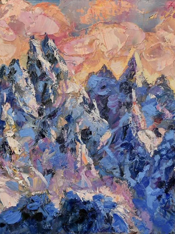 Mountains Painting Landscape Rocky Mountains Artwork Snowy Peaks