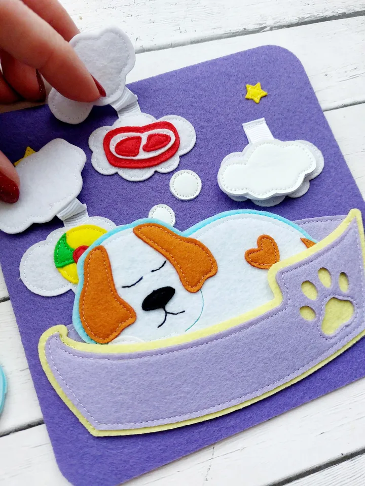 Educational Montessori mini book "SLEEP", the first tactile book for children