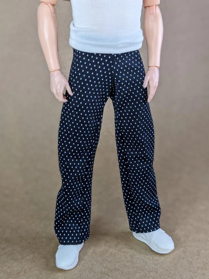Black & white polka dot pants for 12-inch fashion male dolls