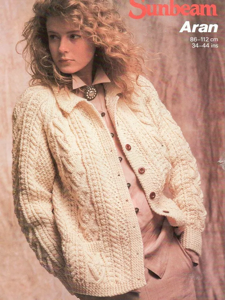 Cardigan aran knitting pattern, women ladies cardigan pdf, aran chunky bulky cardigan instant download