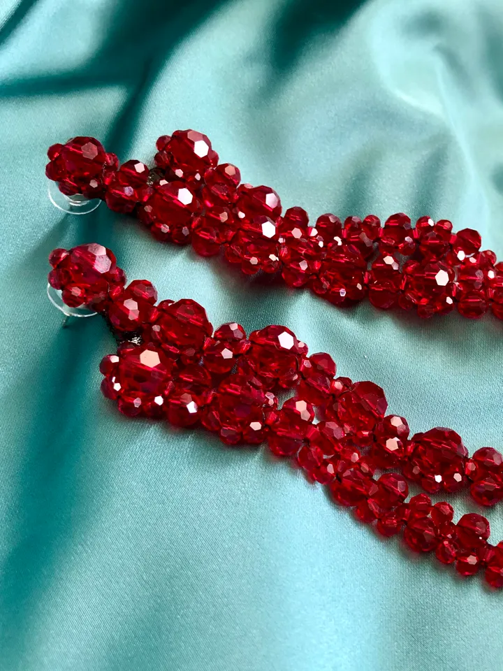 Double Drop Crystal Earrings Handmade