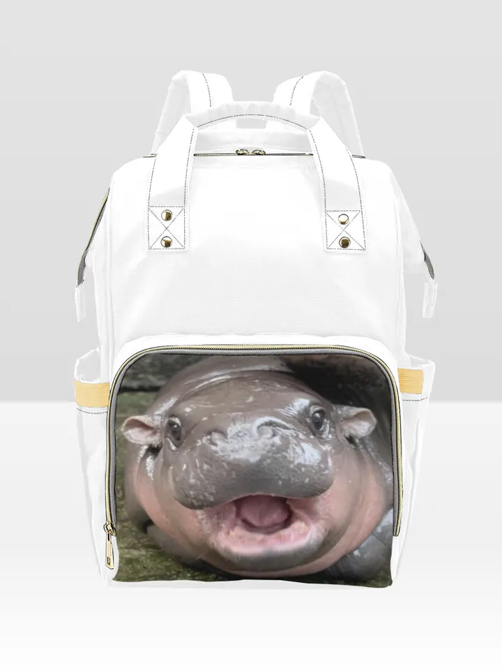 Moo Deng Diaper Bag Backpack