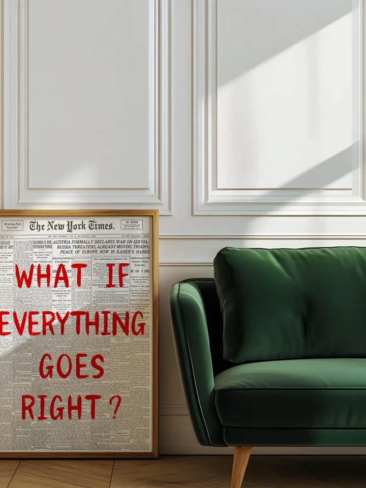 What If everything goes right Retro Newspaper Print, Trendy Wall Art, Typography Poster, Red Aesthetic, Printable Wall Art, Digital Print