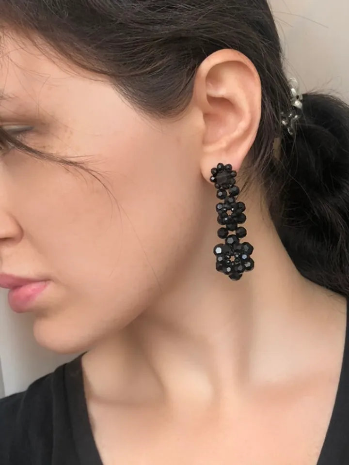Floral Crystal Drop Earrings