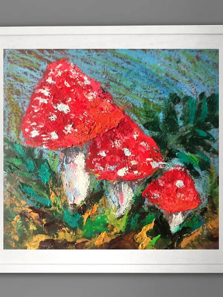 Mushrooms Oil Painting Fly Agaric Original Art Forest Mushroom Artwork