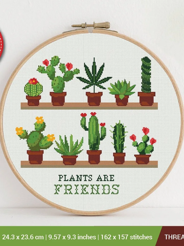 Cactus in Pots Cross stitch pattern | Embroidery Pattern | Instant Download | Embroidery Designs