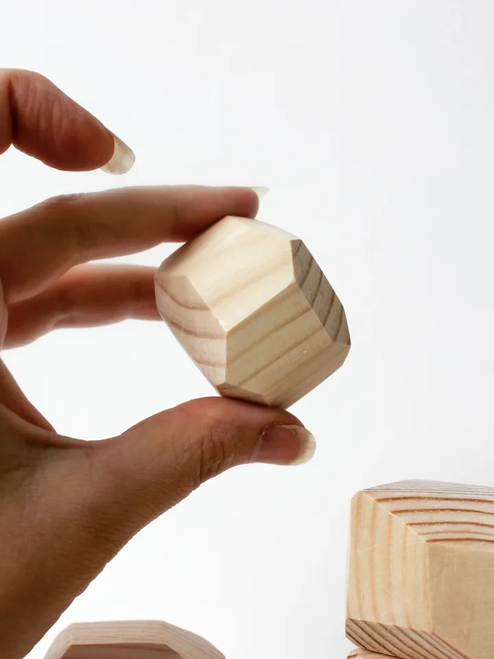 Tumi Ishi - natural wood Rocks stacking toy, montessori building blocks set