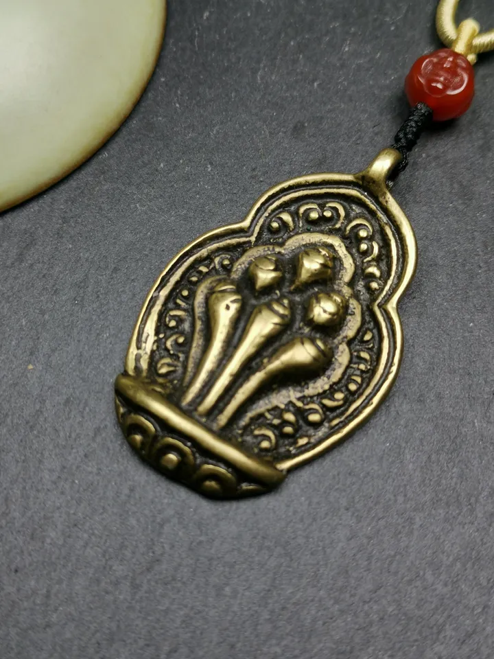 Gandhanra Antique Tibetan Buddhist Amulet,Mani Jewel Badge/Wish Fulfilling Cintamani Pendant,80 Years Old