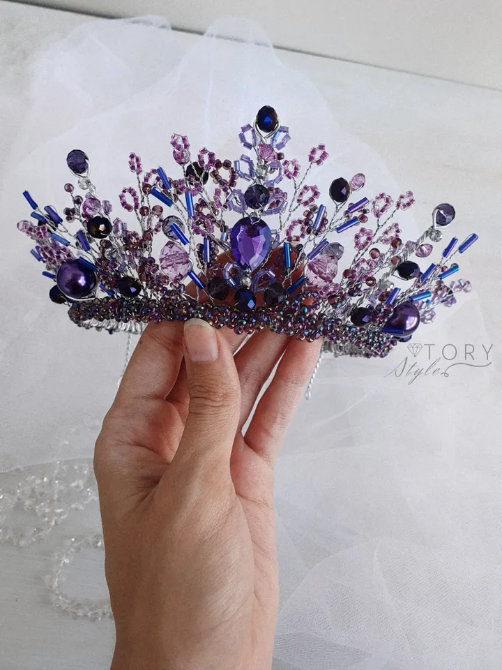 Purple crown, Violet crown, Purple tiara, Violet tiara, Halloween headpiece, Crowns, Children crown, Tiaras, diadem,costume play