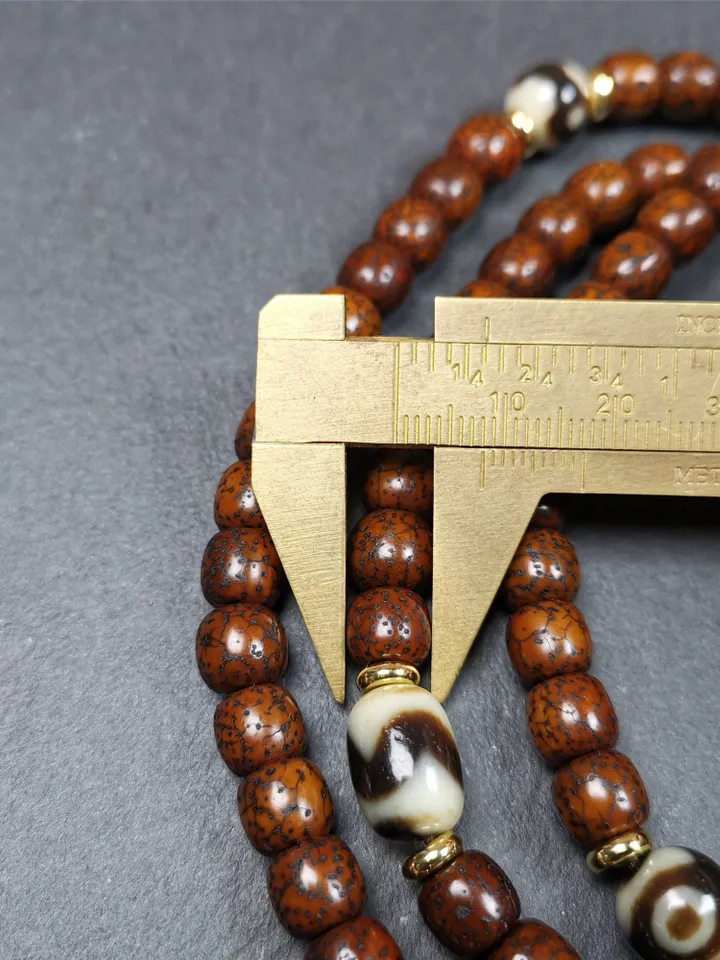 Gandhanra Old 108 Tibetan Lotus Seed Beads Mala,Prayer Beads Necklace for Meditation,Diameter 0.31", Circumference 33"