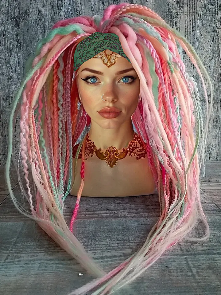 Pink De dreadlocks and braids