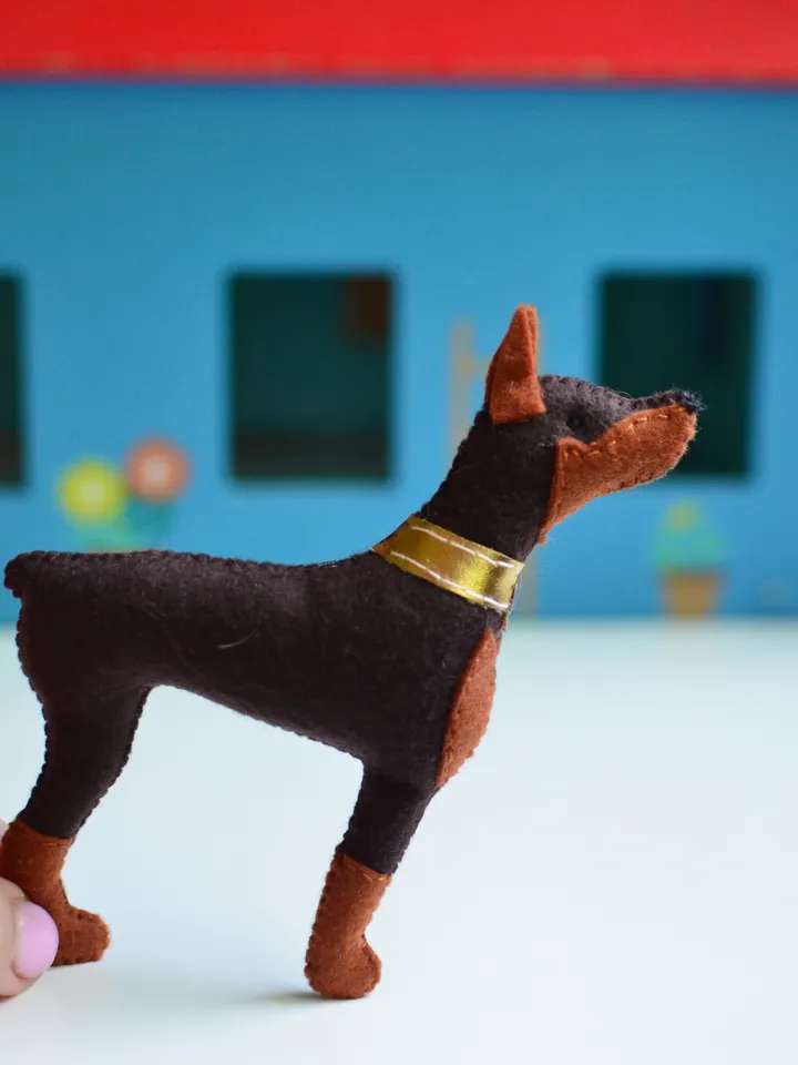 Felt Dog Ornament handcrafted Custom pet Doberman, stuffed animals for crib mobile,