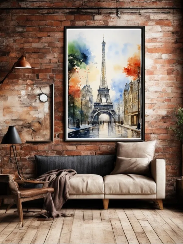 Parisian Panorama: Digital Cityscape Art. Wall Decor. Poster Artwork - Urban Landscape Print
