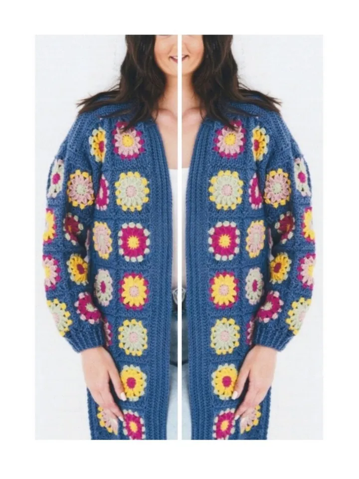 Cardigan pattern, long cardigan granny squares, short cardigan granny squares , crochet pattern pdf