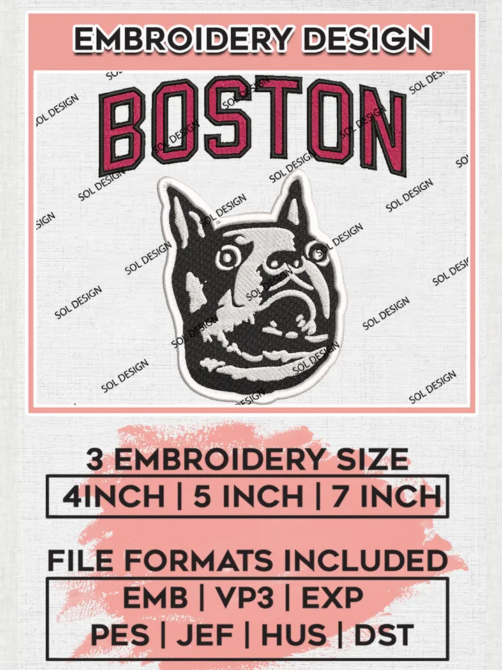 NCAA Boston College Team Mascot Logo Embroidery Design Files, NCAA Boston University Terriers Machine Embroidery, NCAA Teams, 3 sizes, NCAA Machine embroidery designs, Digital Download