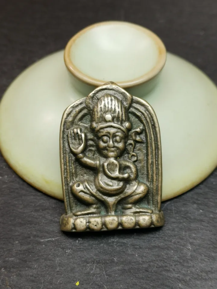 Gandhanra Unique Vajrapani Amulet Badge,Tibetan Buddhism Statue,the Protector and Guide of Gautama Buddha,Made of Bronze