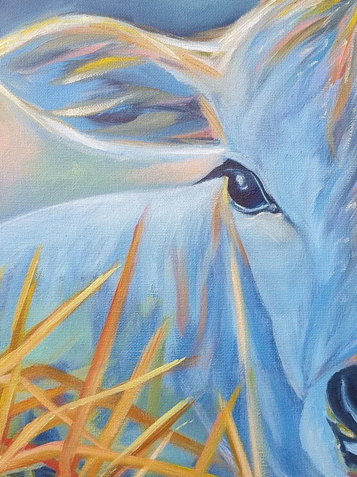 Cow Painting Animal Original Art Baby Cow Wall Art Canvas Oil Painting