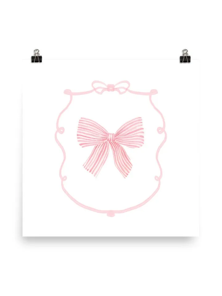 Pink Bow Set Of 4 Watercolor Digital Download, Nursery Decor, Girls Room Print, Baby Bow Art, Watercolor Bow Art, Girls Birthday Gift