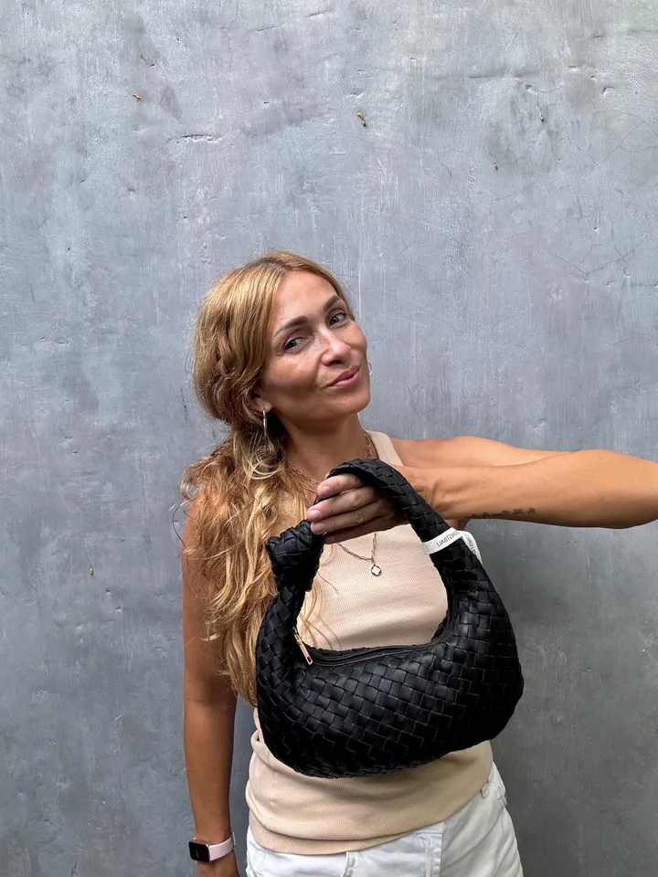 Small classy genuine leather round shoulder bag with knot / evening purse /lambskin small evening bag / gift for her / handmade bags