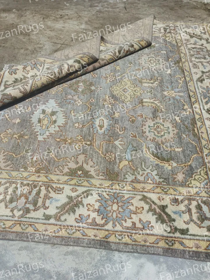 10X14 Gray Oushak rug muted multi size 8x10/9x12/10x14 Hand-knotted Vintage Oushak Wool Area Rug for Living Room, Dining room.