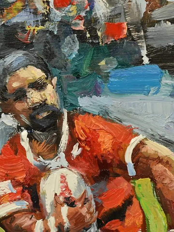 Rugby American Football Original Painting Oil Artwork Small Wall Art