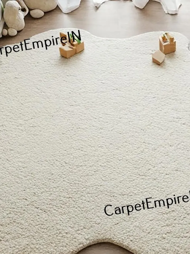 Irregular Cream Boucle Rug – Soft Plush, Aesthetic carpet for nursery, Livingroom rugBedroom rug,3x5,4x6,5x7,8x10,9x12,10x14,kids rug