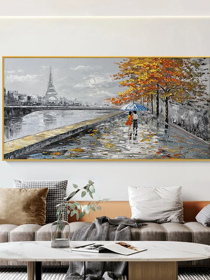 Paris Painting on Canvas, Original Art, Eiffel Tower Painting, Large Wall Art Abstract Art, Landscape, Cityscape Painting, Living Room Décor