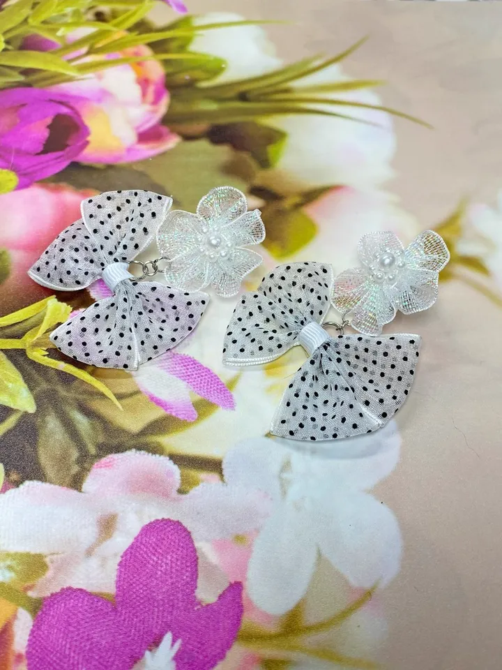 Fabric bow earrings. Handmade. Handmade jewelry.