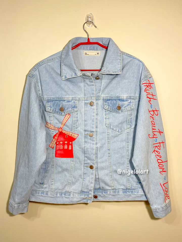 Moulin rouge Painted Denim Jacket Custom denim jacket