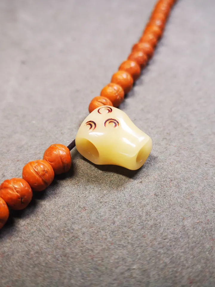 Gandhanra Tibetan Yak Bone Carved Guru Bead,T-drilled 3-Hole Prayer Bead,Mala Bead,Connector Bead for Buddhist Bead Accessories