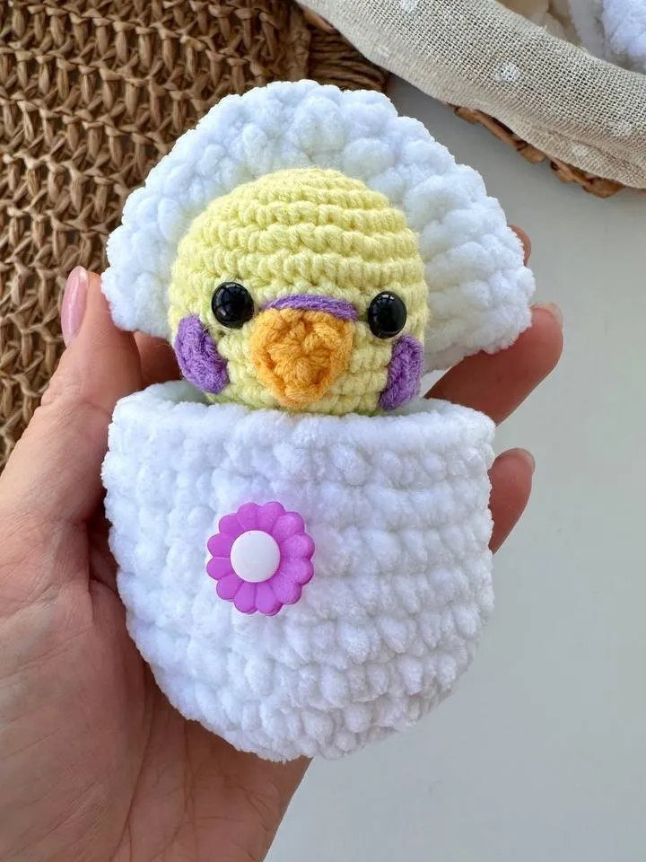 Budgie Crochet pattern - Amigurumi easter pattern - bird in egg stuffed animal - parakeet toy - English Pdf tutorial
