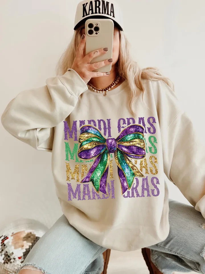 Mardi Gras Coquette PNG, Retro Mardi Gras Png, Fleur De Lis Png, Glitter, King Cake Png, Louisiana Crawfish Png, Coquette Bow Png Design