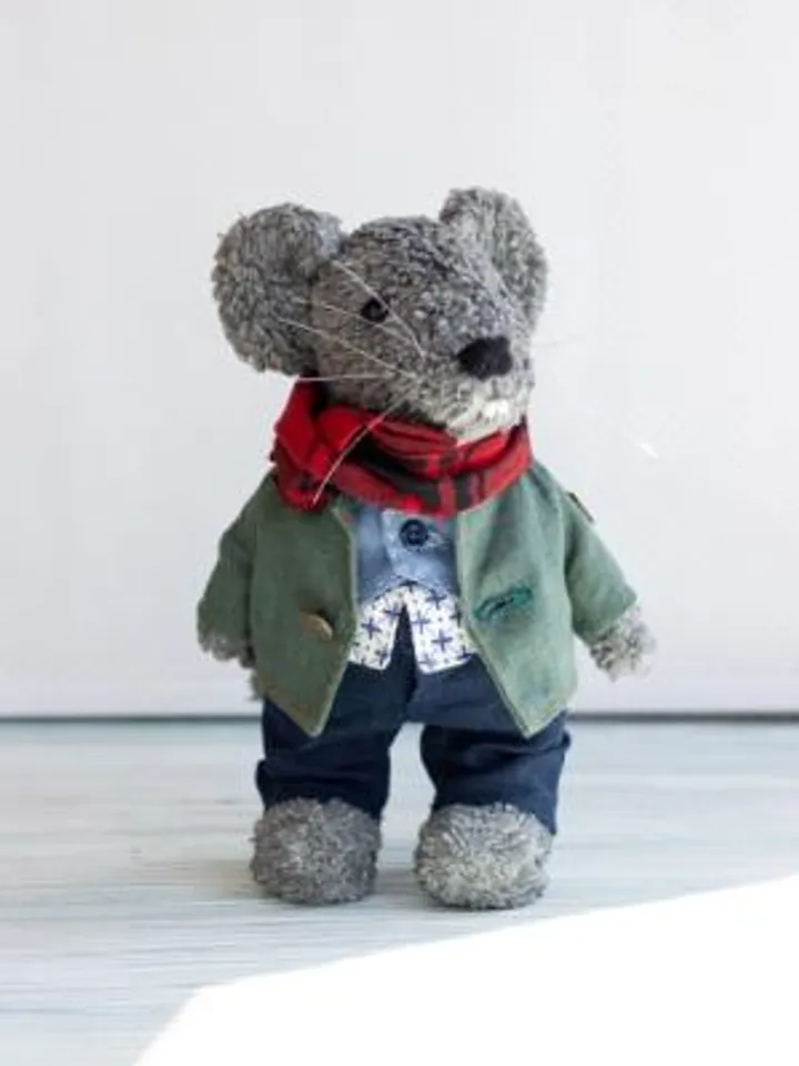 Handmade Collectible Stuffed Mouse: Unique Plushies and Art Toys for Sale/ Teddy Mouse