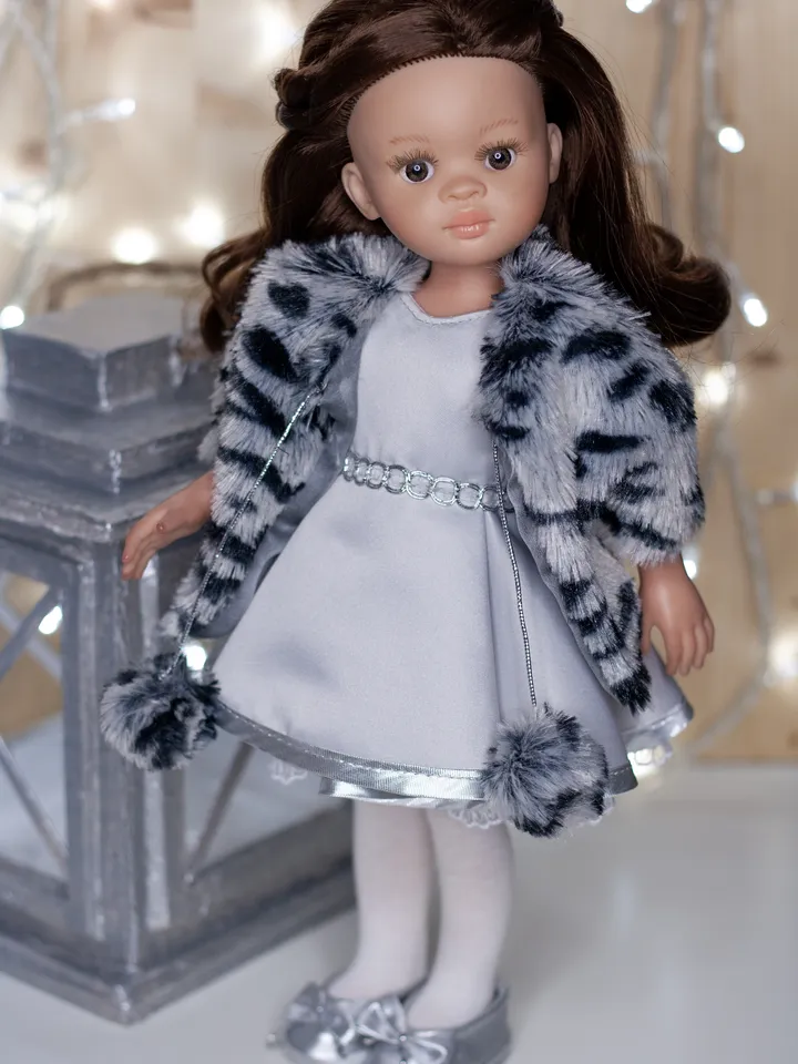 Paola Reina clothes, Doll coat, dress, shoes, underwear, Outfit for 13 inch dolls, Handmade doll clothes, Expensive doll