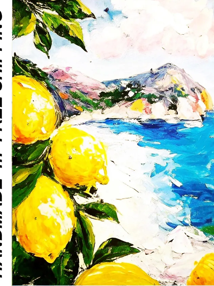 Lemon Tree Painting Courtyard Original Art Impasto Oil Painting Italian Landscape mall Art Unique Original Oil Painting Modern Art 7x5