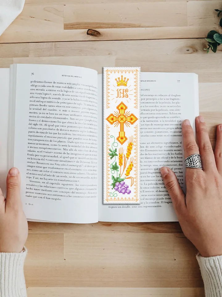 Bible bookmark cross stitch pattern PDF download Simple handmade bookmark digital PDF, Christian cross stitch chart, Bible accessories #B129