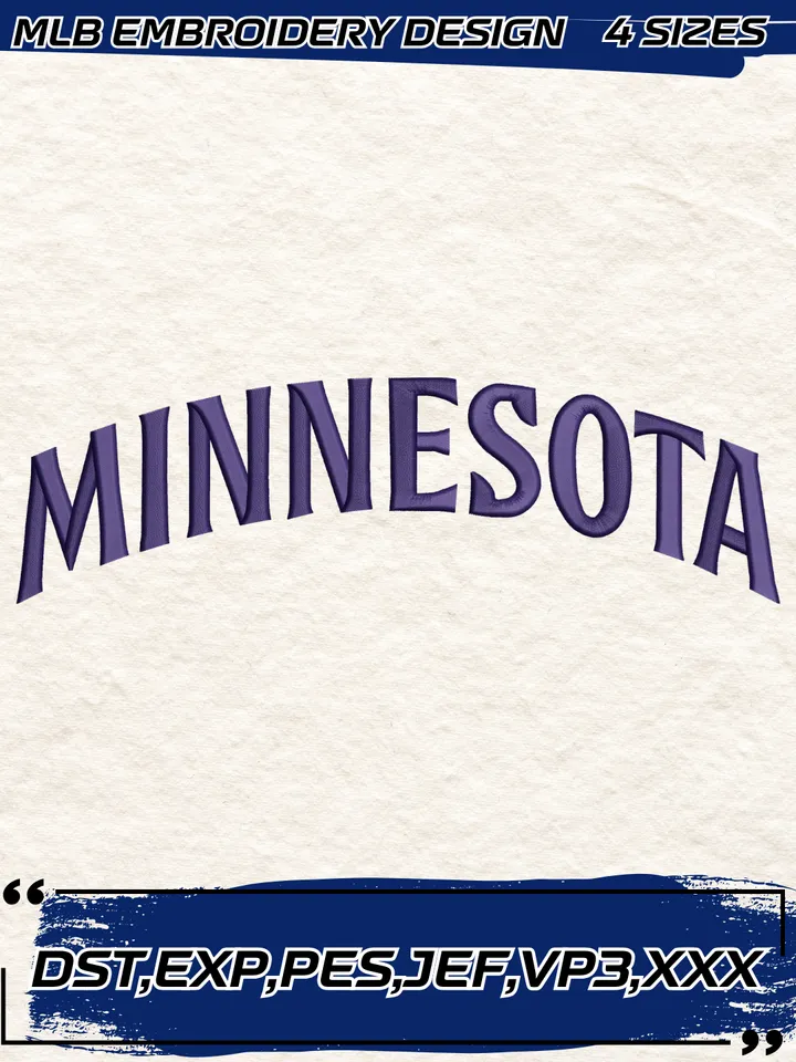 Minnesota Twins Jersey Logo Embroidery Design,MLB Embroidery Design,Machine Embroidery Design File,4 Sizes, Digital Download