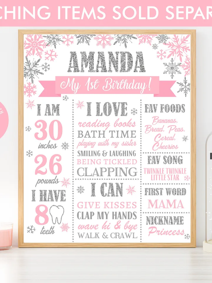 Winter Onederland Favor Tags, Thank You Tags, Snowflakes Gift Tags Winter Onederland Birthday Girl Decorations Pink Silver Editable Template