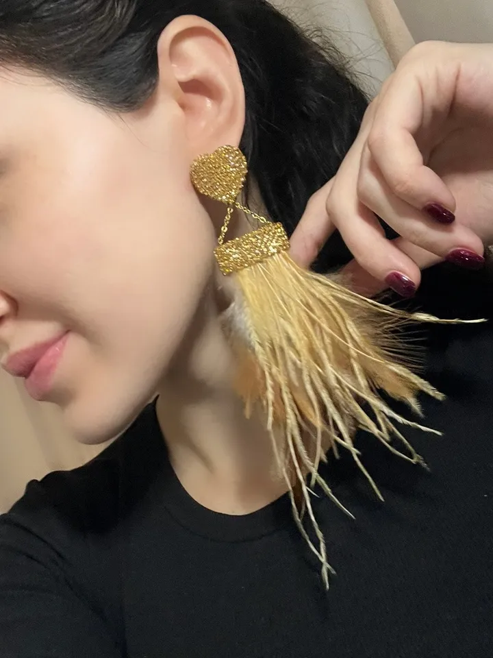Feather and Crystal Earrings