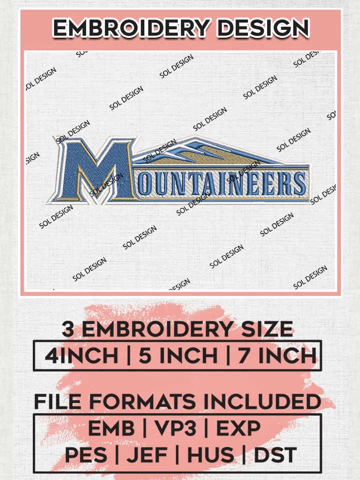 NCAA Mountaineers Team Logo embroidery designs, NCAA Mount St Marys Mountaineers Logo Machine embroidery designs, NCAA Logo embroidery designs, NCAA Lopes Machine embroidery designs, Digital Download
