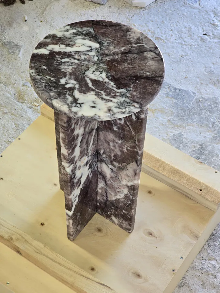 Dark Calacatta Viola Marble side table, end table,nightstand italian marble 100% Handmade Product