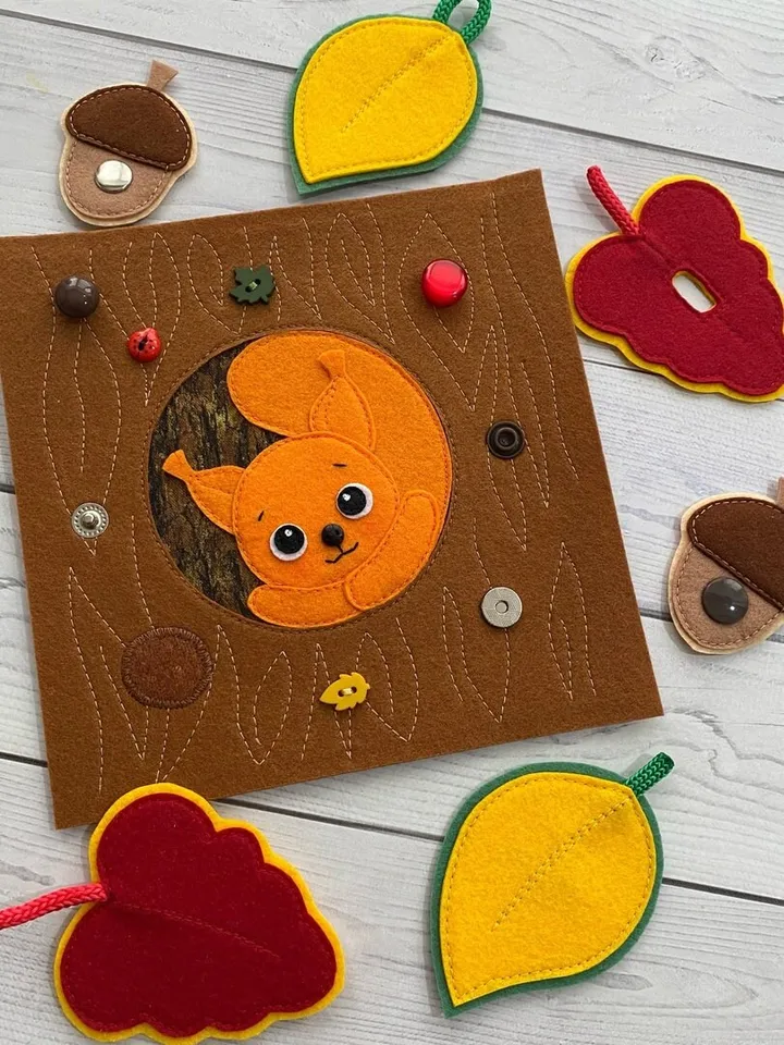 Autumn Quiet book pattern pdf, Felt activity book pattern pdf, DYI Quiet book sewing for kids 2, 3, 4 year old, Baby soft book tutorial