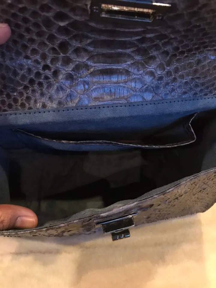 Top handle dark grey classy genuine python skin bag | exotic leather bags | Elegant women purse | snake skin bag | designer leather bag