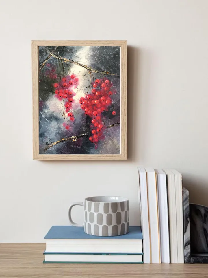 Berries Original Painting Fruits Oil Still Life Kitchen Wall Art Fruits Painting