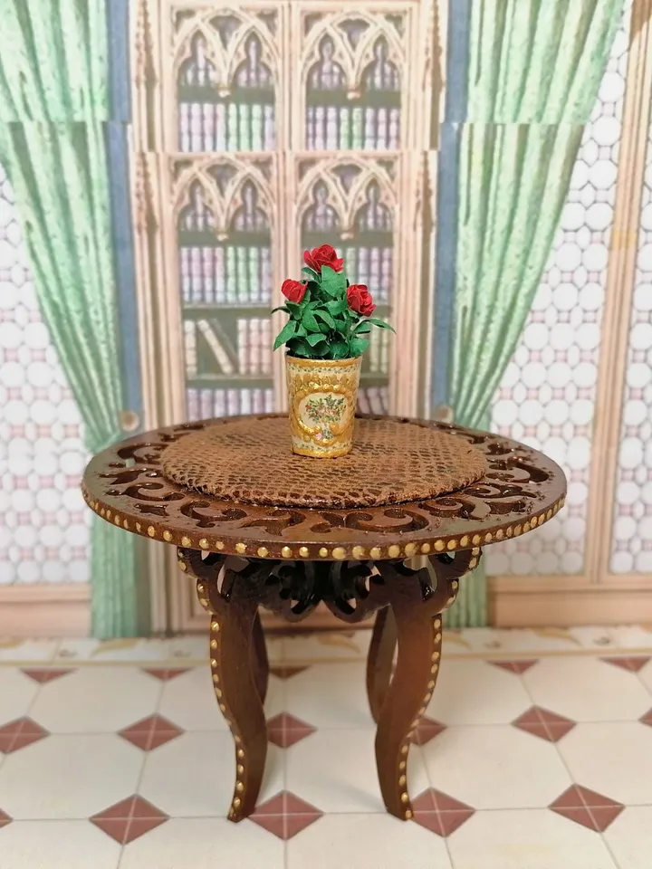 Rose in a pot. Dollhouse miniature.1:12 scale.