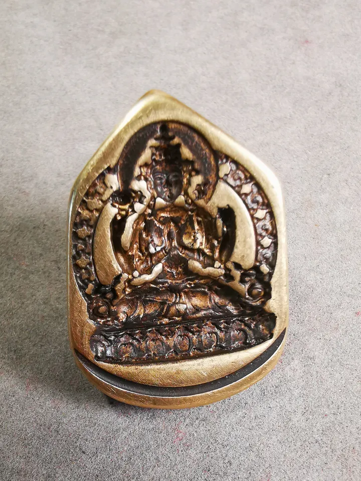 Gandhanra Old Tibetan Buddha Statue Tsa Tsa Mold Amulet,Chenrezig,Copper Mould For Making Clay Buddha Statue, DIY Tsha Tsha Statue,Pendant