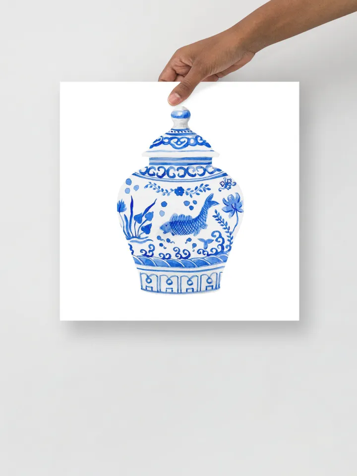 Chinoiserie Wall Art  Traditional Chinese Blue and White Porcelain Vases Giclee Wall Art Room Decoration Home Decor Gift Idea Vintage Poster