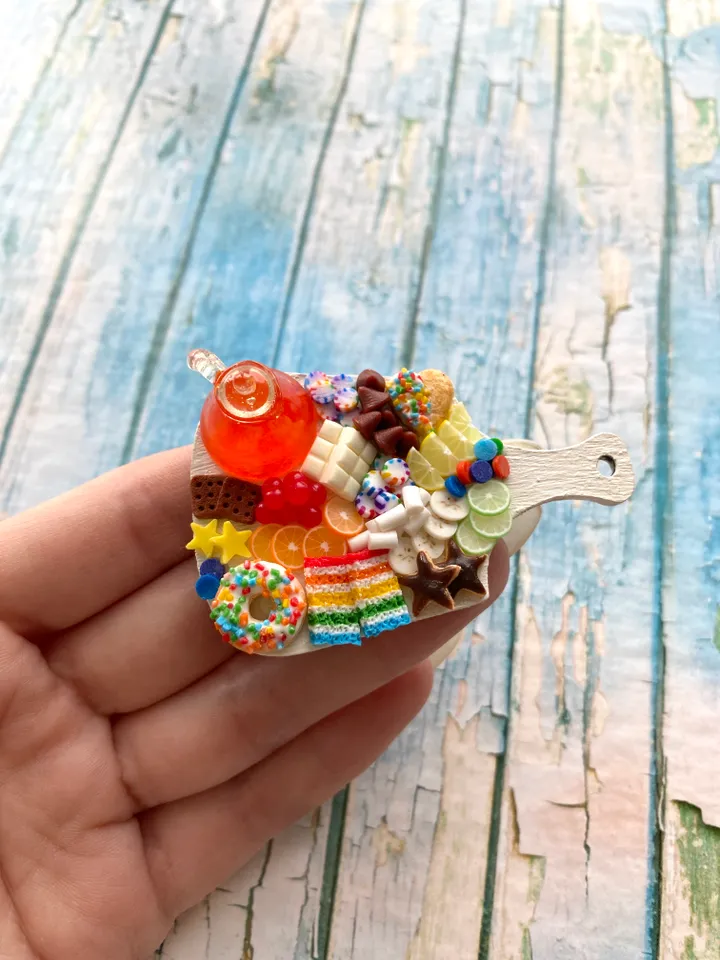 Magnet Miniature Rainbow Charcuterie Board with Polymer clay Souvenir
