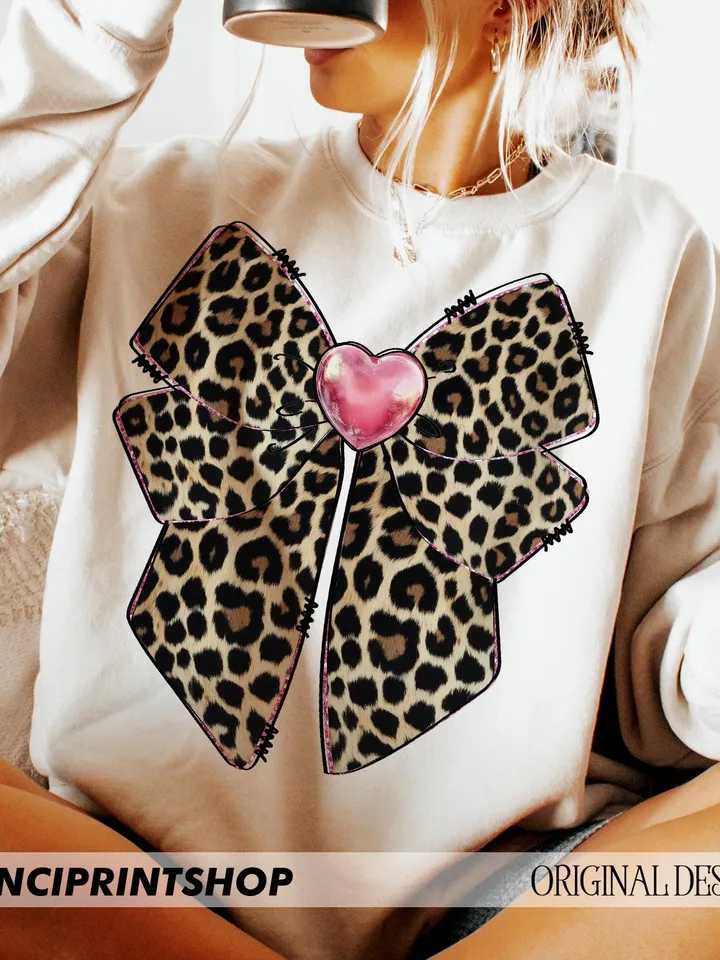 Coquette leopard valentines bow png, Valentines Day Bow png, Valentines png, Leopard Bow png, Xoxo png, Coquette Valentines png, Heart png